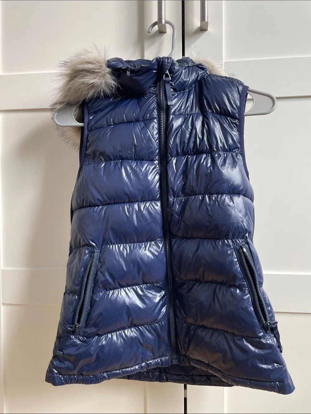 GAP Navy Quilted Puffer Vest with Hood